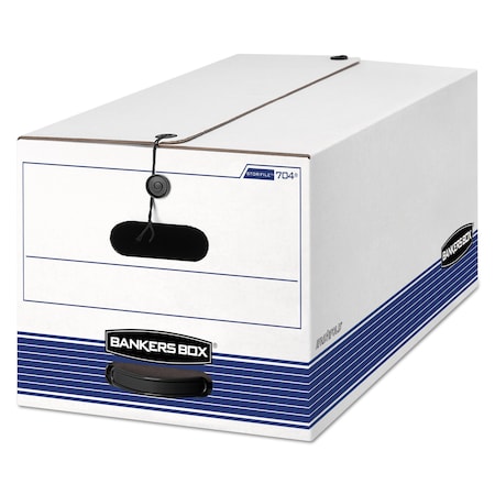 Bankers Box File Boxes, Cardboard, 12" W, 24.13" D, 10.25" H, Two Flaps Closure, White 0070409